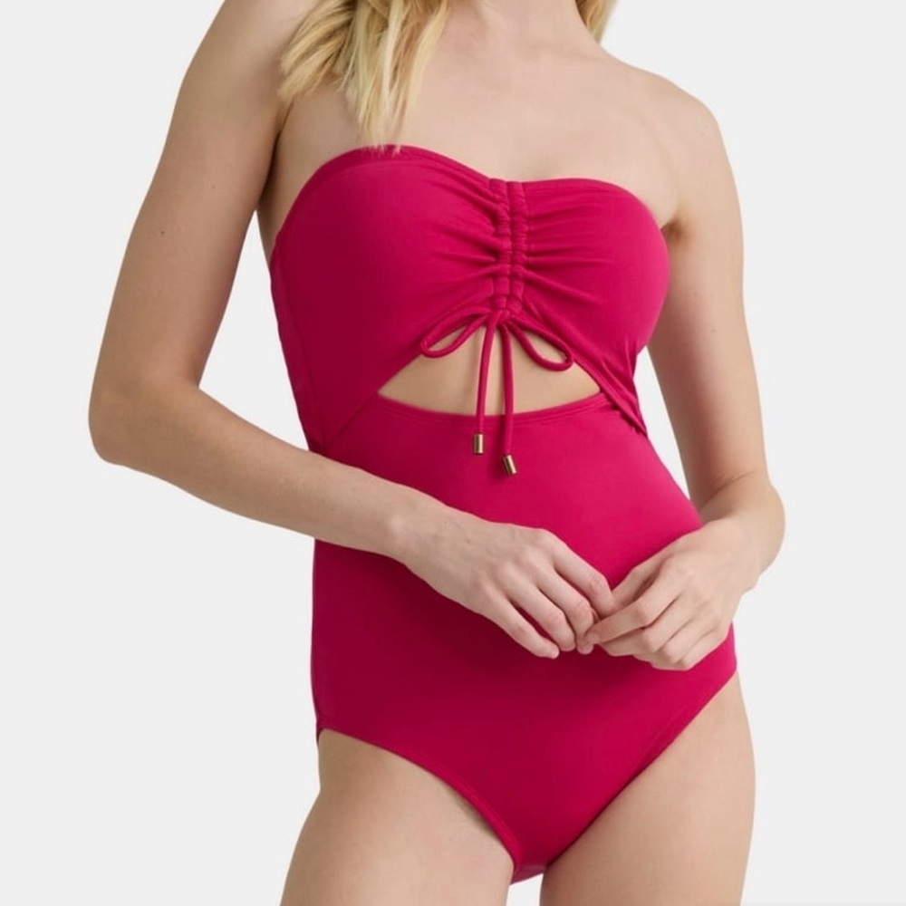Women's Cutout Ribbed One-Piece pink large 12-14